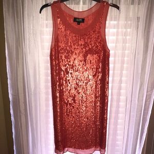 Coral Sequin Chiffon Dress • S • Alexia Admor